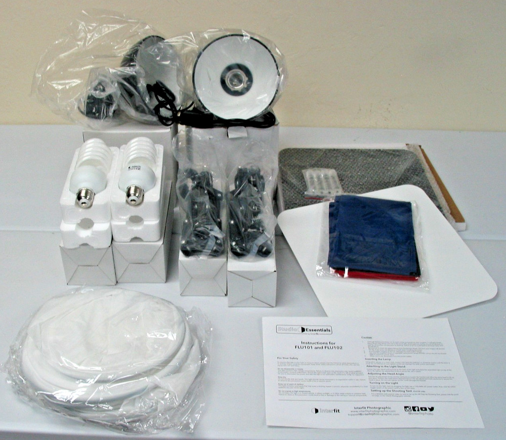 Studio Essentials Table Top Studio Light Kit FLU102, Tent, 2 Lights & Stands +