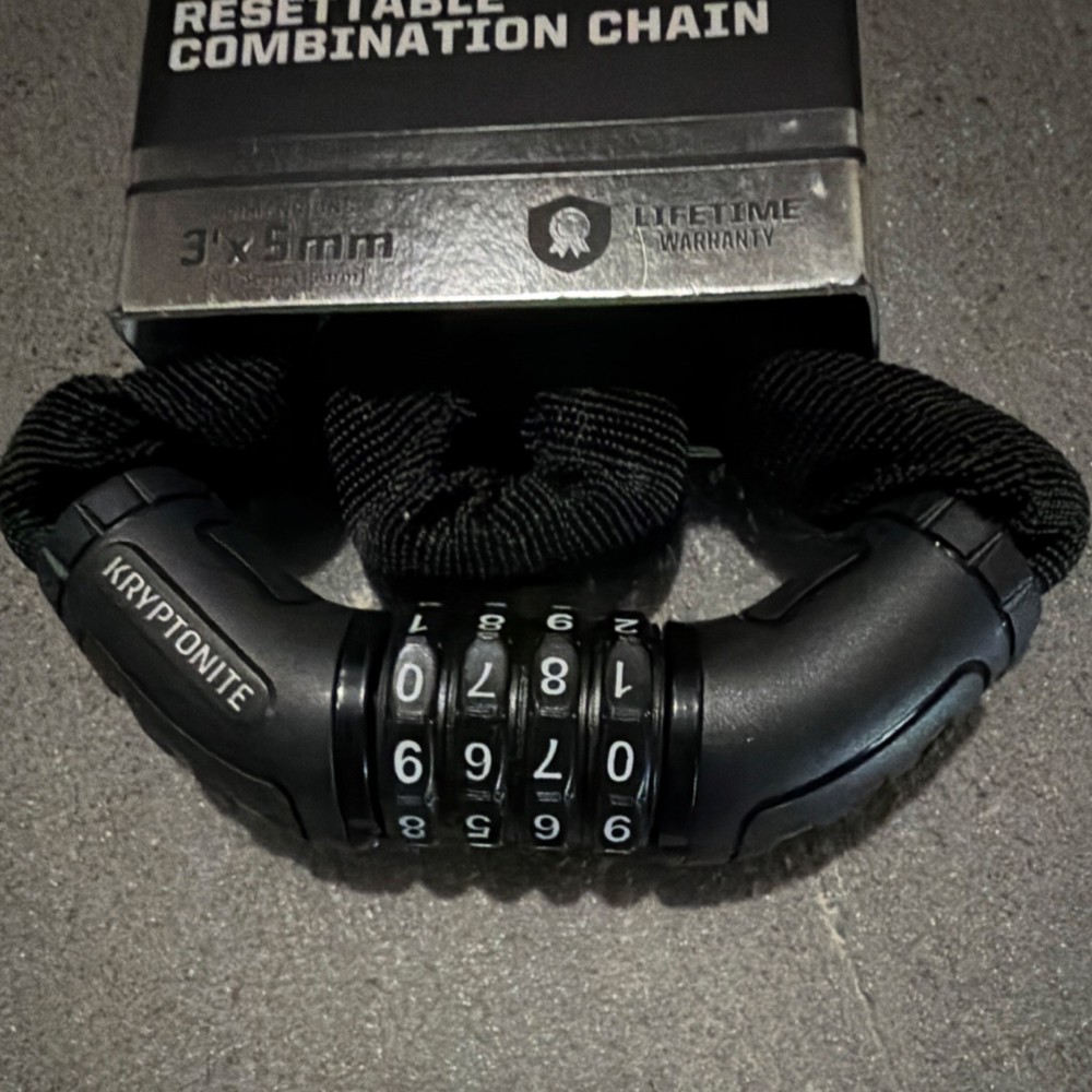 Kryptonite Resettable Combination Chain Bike Lock Security Level 3 Black 3ft