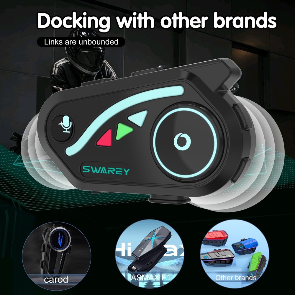 V8 Motorcycle Bluetooth Headset, Helmet Intercom with FM and Music Sharing