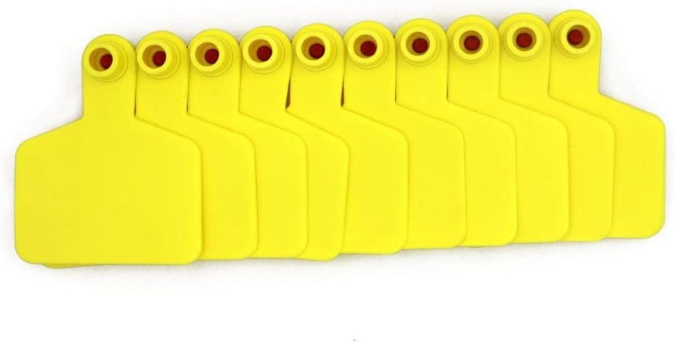 Rectangular 100 Pack of Durable Cattle Ear Tags for Effective Herd Management