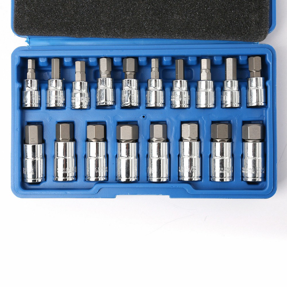Master Hex Bit Set | 32pc SAE & Metric Socket Set Standard Allen 1/4" 3/8" 1/2"