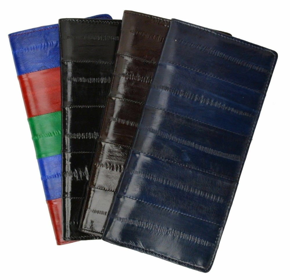 Genuine Eel Skin Simple Basic Checkbook Cover Holder by Marshal®