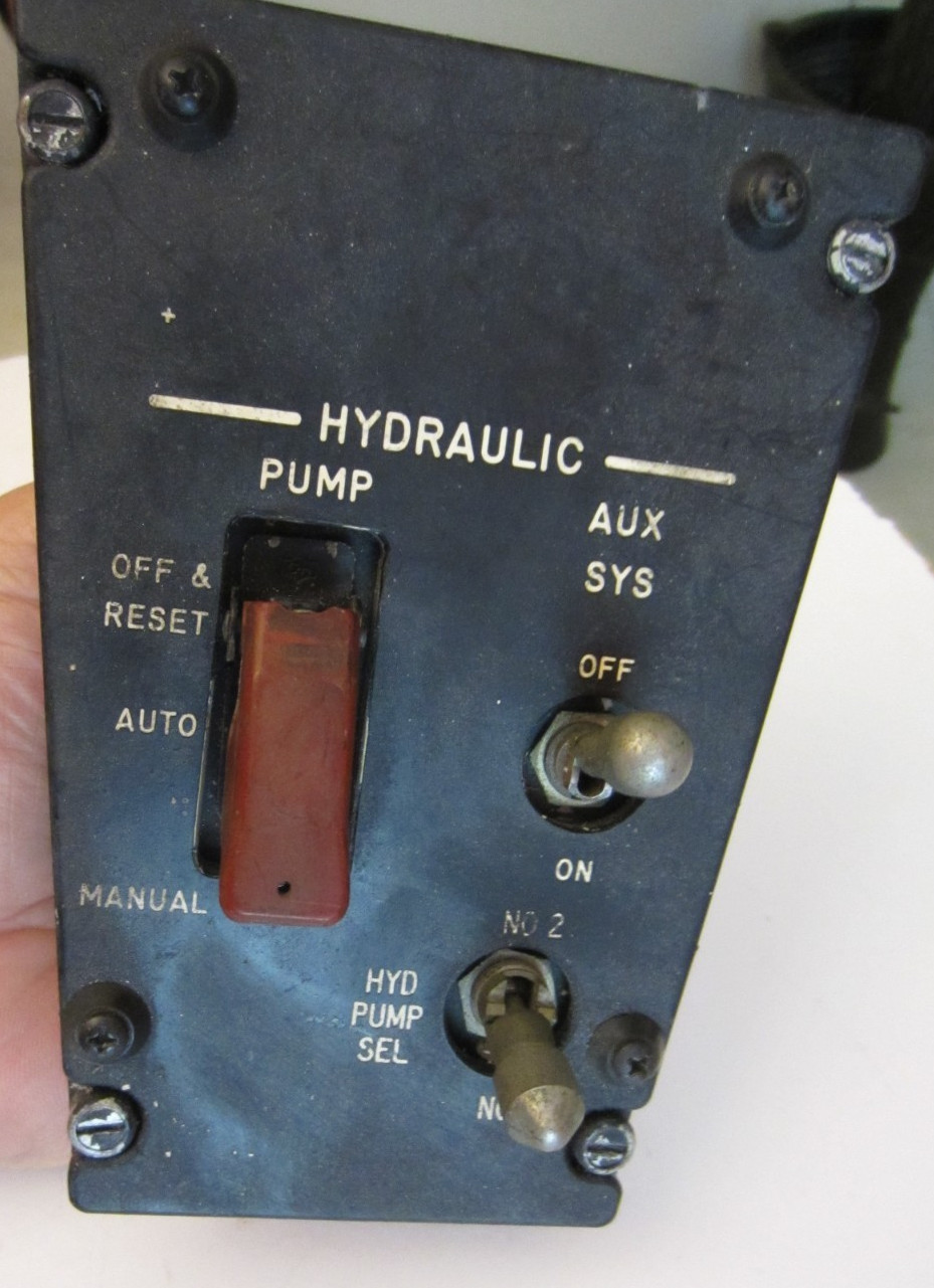 VINTAGE AIRCRAFT PANEL WITH SWITCHES AND BUTTONS AS PICTURED