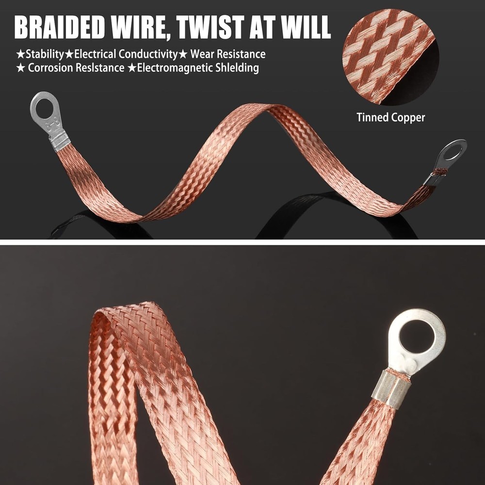 Versatile Copper Ground Strap Kit - 8 Durable Straps for Any Vehicle Application
