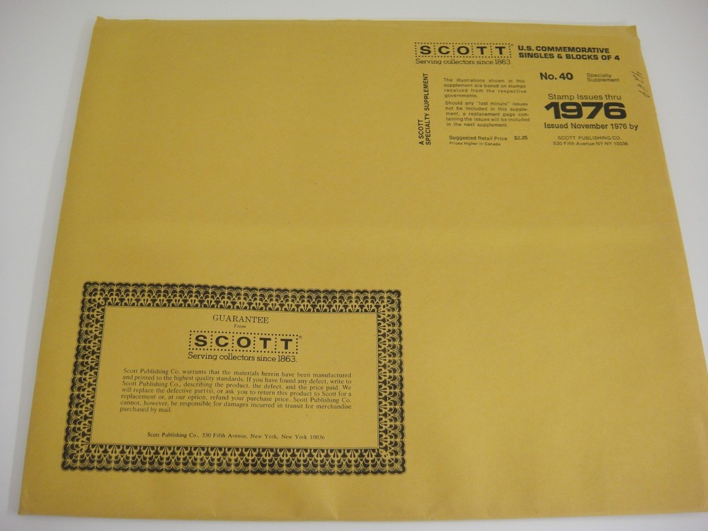 Scott 1976 US Commemorative Singles & Blocks of 4 Supplement #40 NOS
