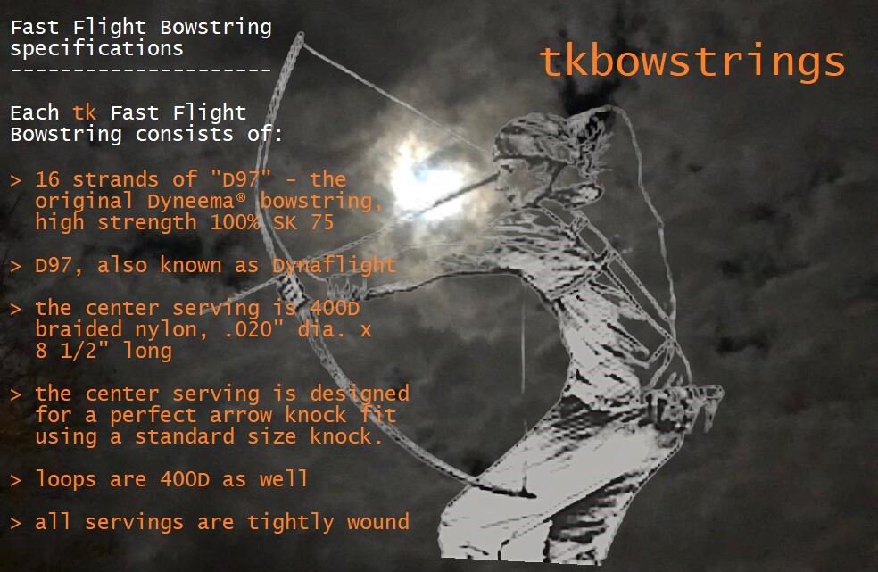 Fast Flight Bowstring / D97 / 16 strands / CHOOSE YOUR COLOR AND STRING LENGTH!