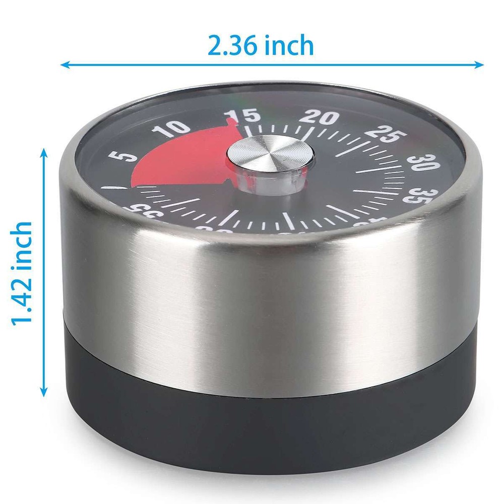 Mechanical Kitchen Timer 60min Countdown Cooking Reminder Visual Magnetic Alarm