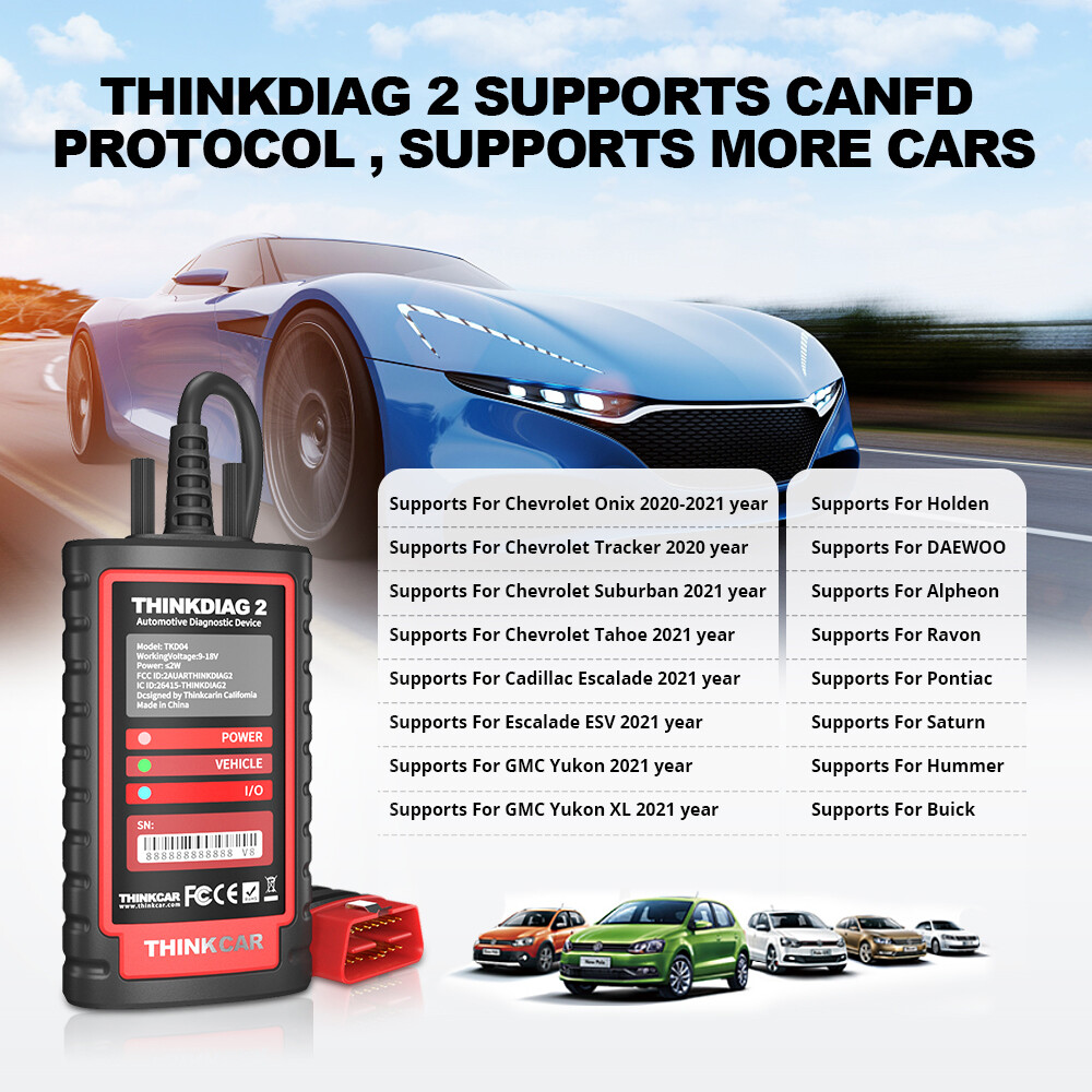 Thinkdiag 2 All System Bluetooth OBD2 Scanner Car Diagnostic Tool Key ECU Coding
