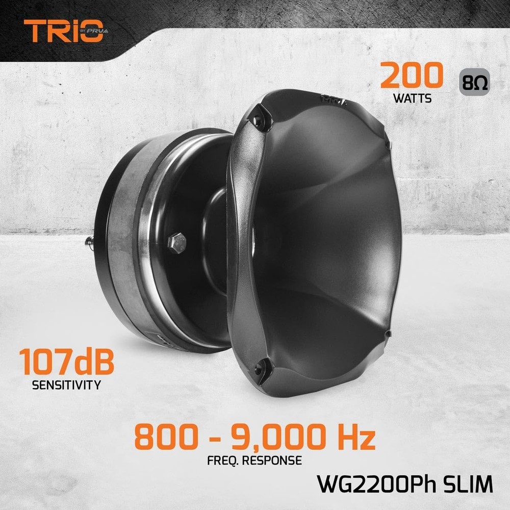 2" Exit Midrange Compression Driver + Horn WG2200Ph Slim 200 Watts 8 Ohm 109 ...