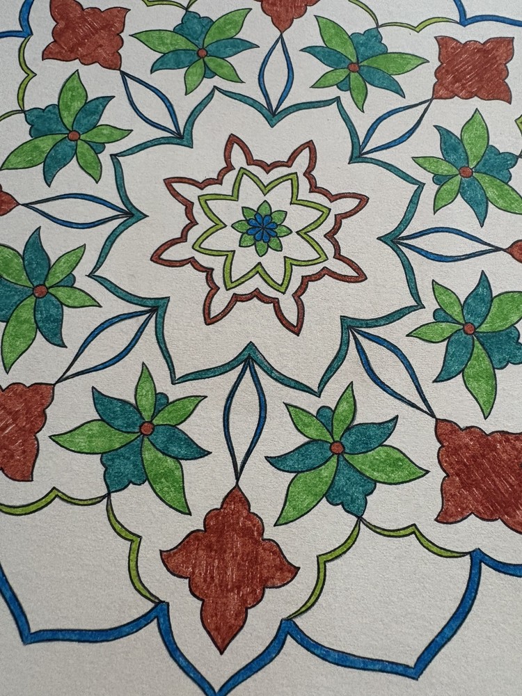 Original Art-Drawing-Circular Pattern-Rosette-Mandala -9" x 12" A4 - Artwork