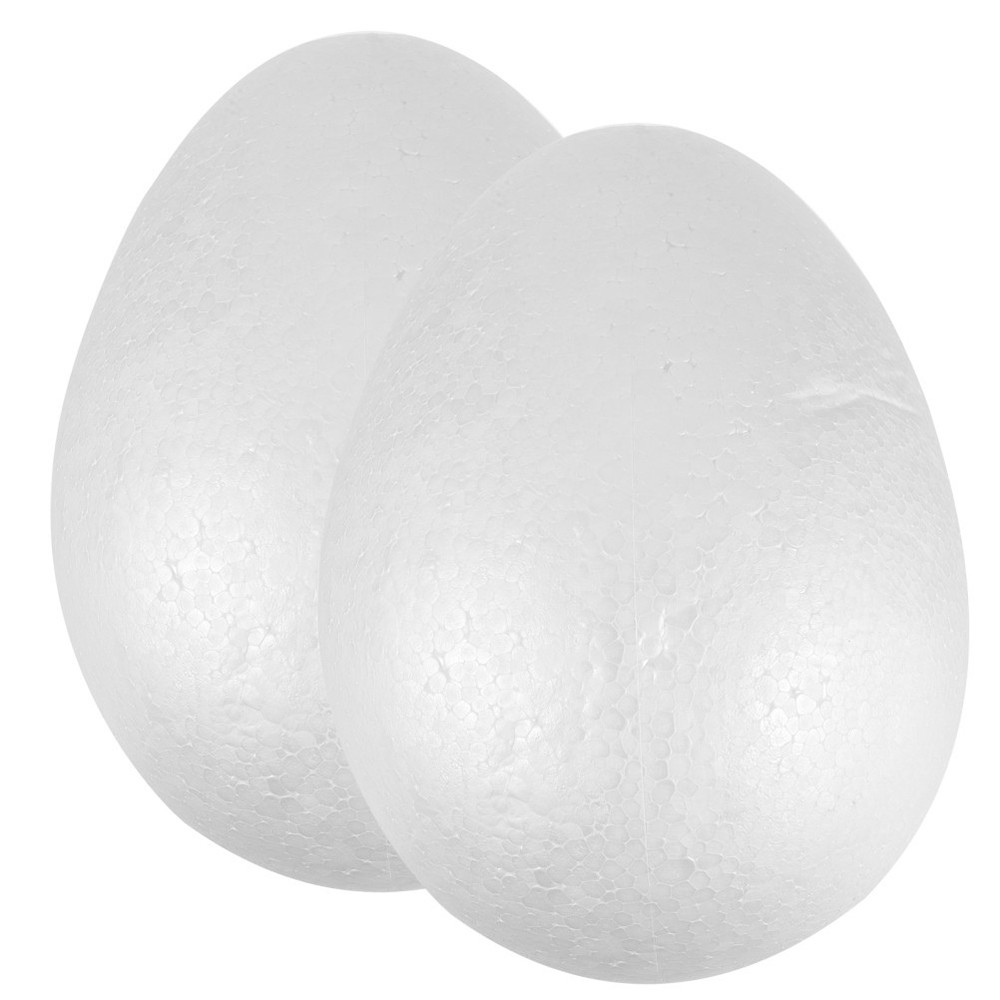 2Pcs White Foam Egg Shapes Ornaments 20cm Polystyrene Decoration