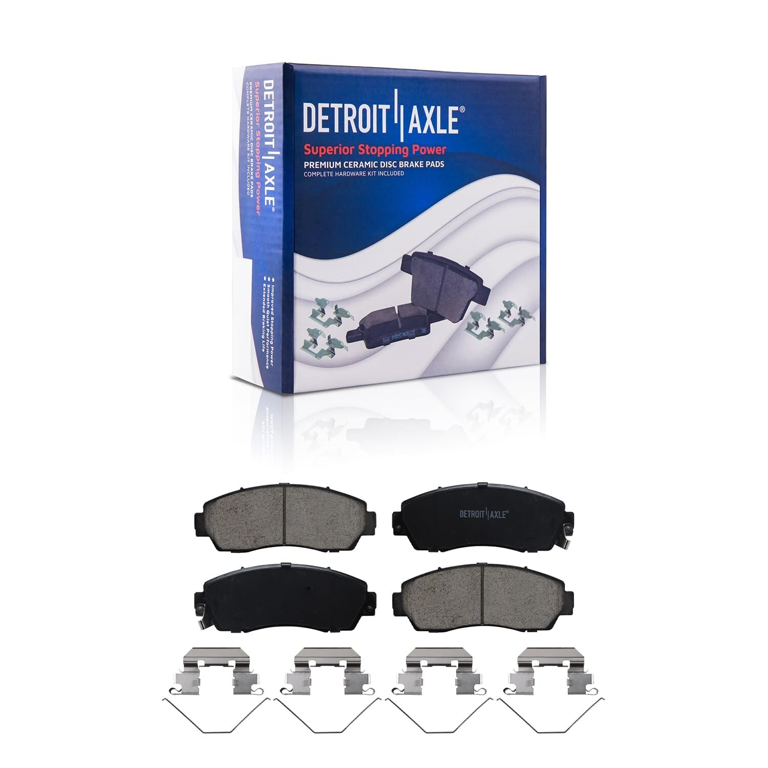 Front and Rear Ceramic Brake Pads with Hardware for 2011 - 2017 Honda Odyssey