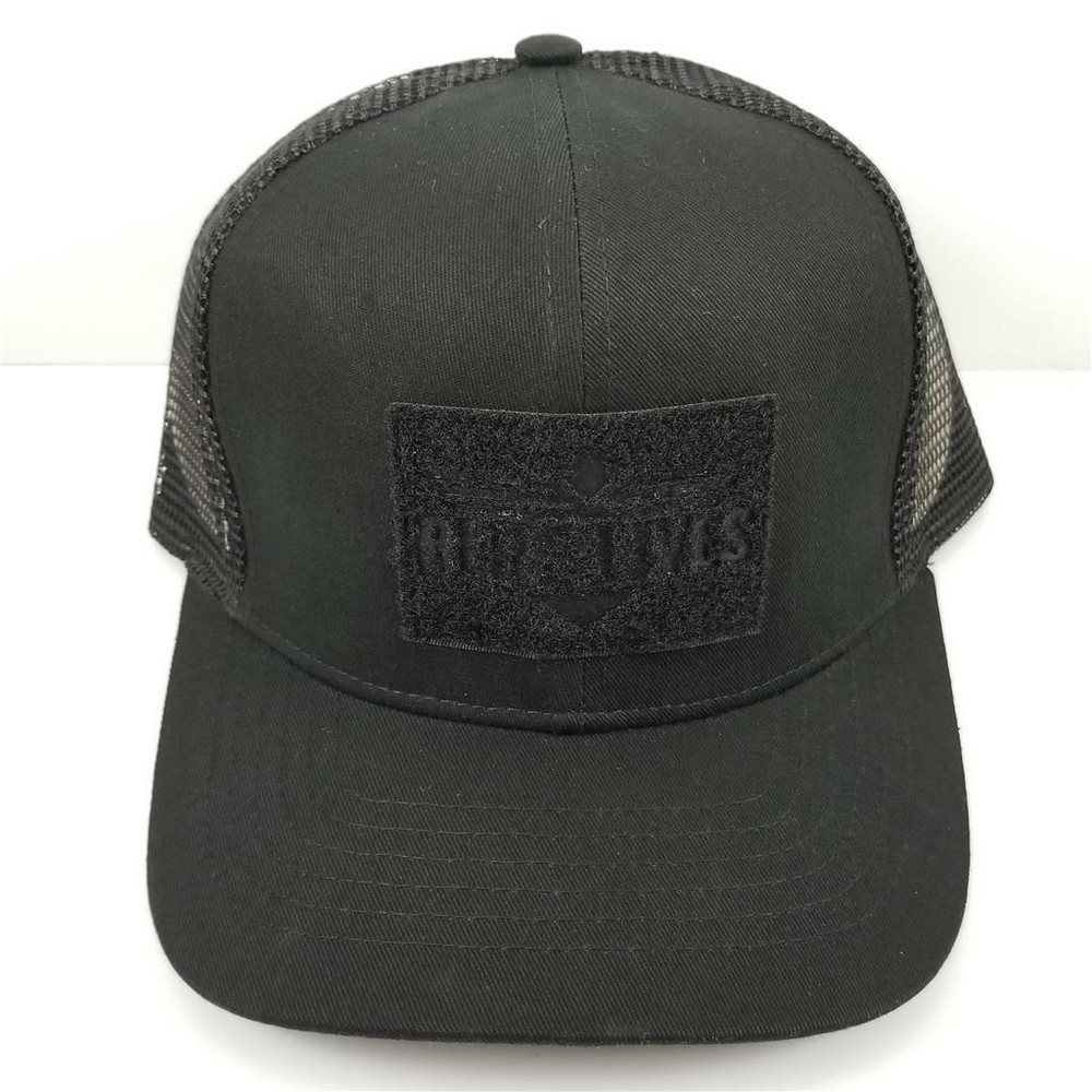 NEW Tactical Morale Patch Baseball Hat Black Mesh Hook Loop Front Blue Lives Cap