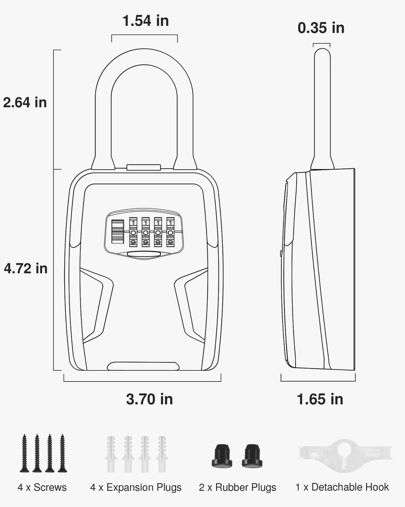 Large Key Lockbox, Waterproof, Rustproof Aluminum, Resettable Code | Secure Key