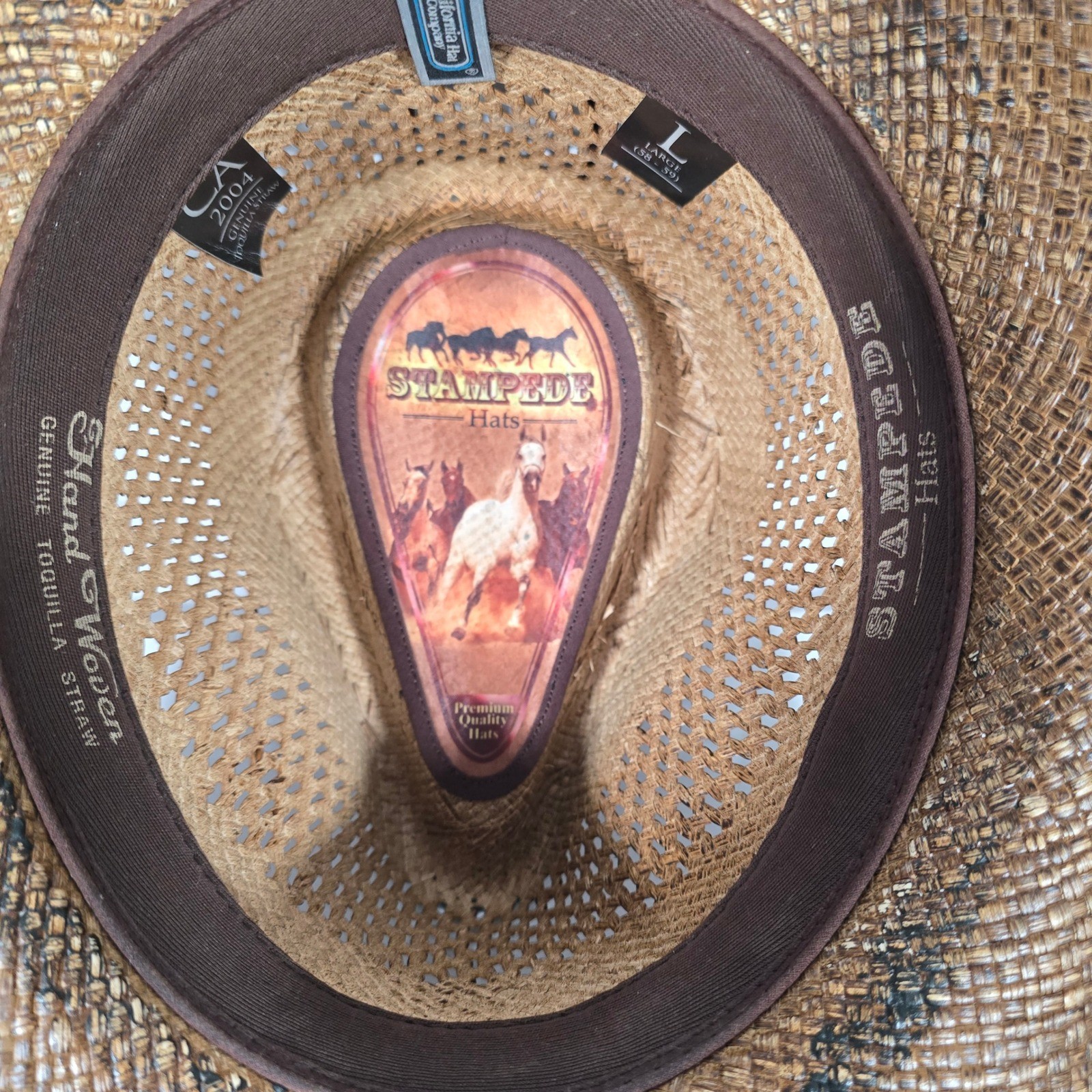 Stampede Hats Darling Cowboy Hat Tequilla Straw Size Large Brown Hearts Wings