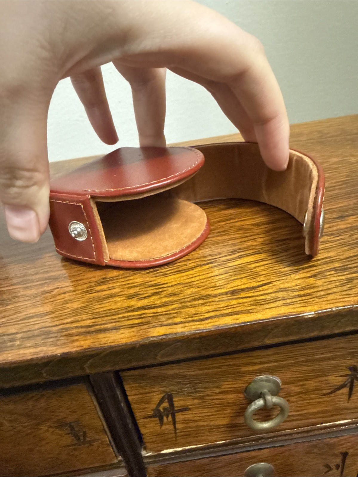 Vintage Travel Alarm Clock with leather case