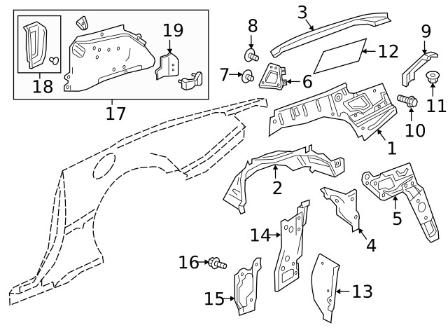 Genuine GM Driver Side Quarter Inner Lower Panel 84137575