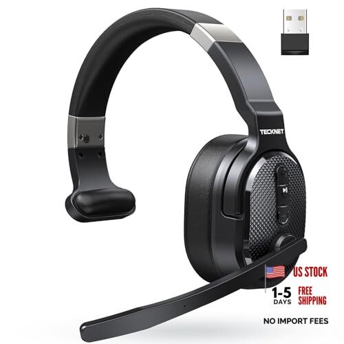 Trucker Bluetooth Headset, Stable V5.2 & USB Dongle Black - Non removable