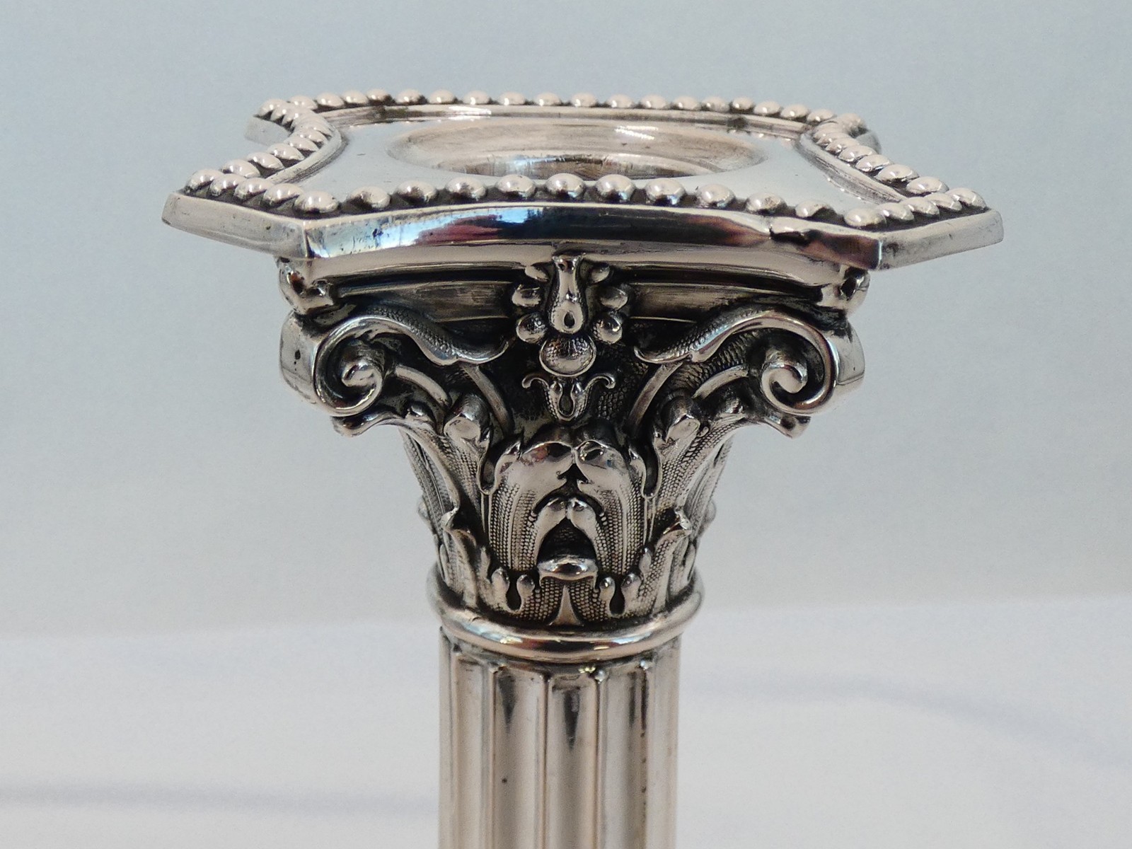 Pair of Antique Germany Silver Friedlander Column Candlesticks RB-13