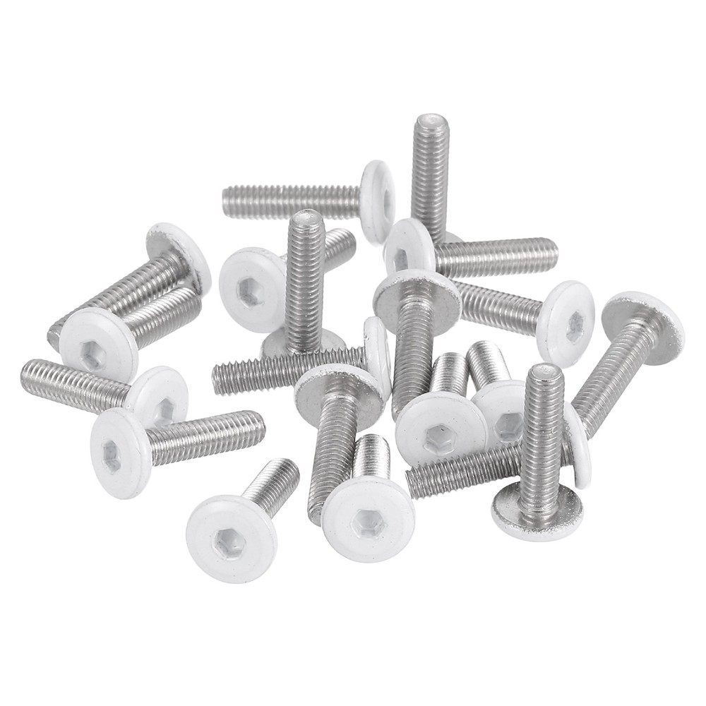 20 Pcs M3-0.5 x 12mm Button Head Hex Socket Head Screws, White