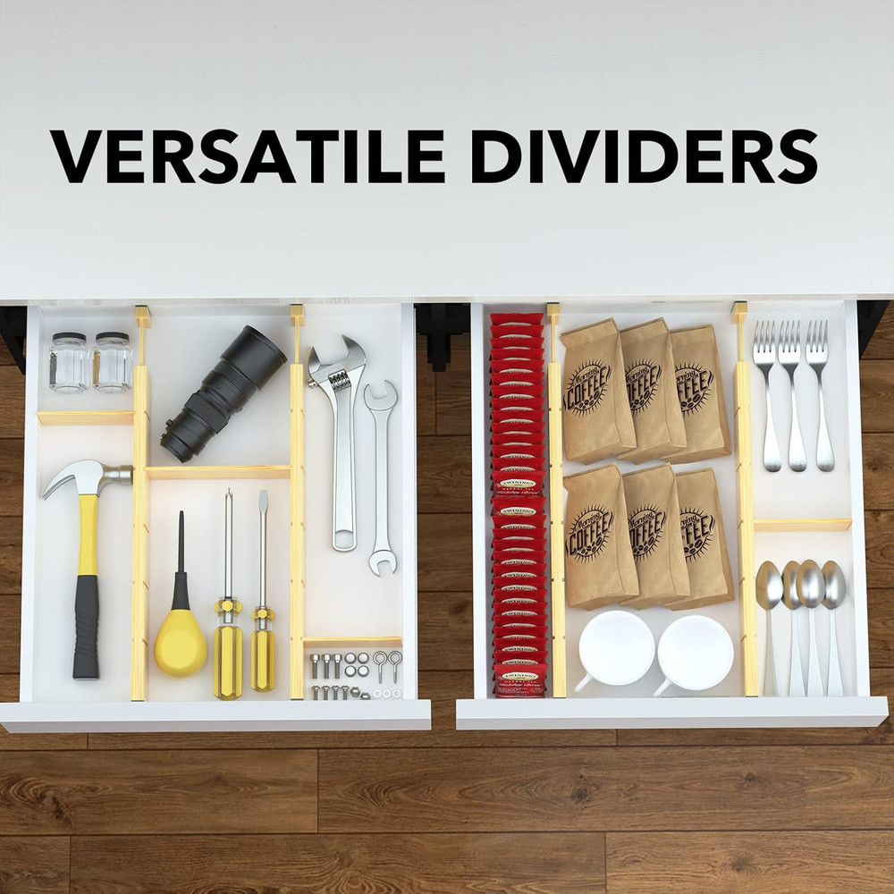 Bamboo Drawer Dividers Inserts, 3 Sizes, 9 Pack