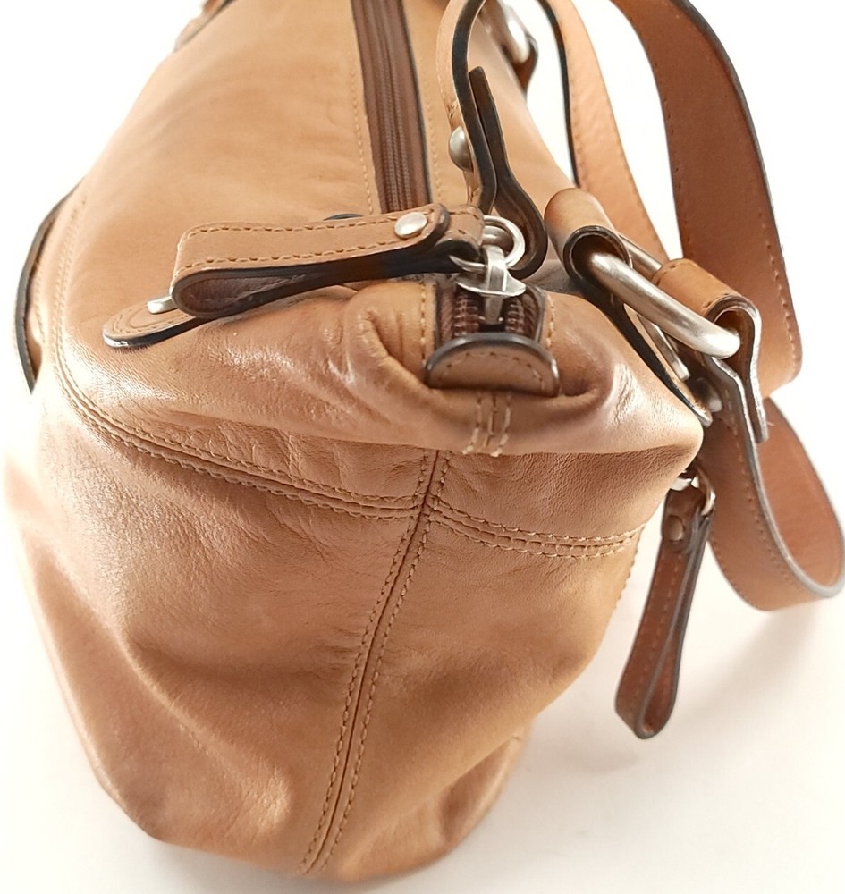Fossil Shoulder Handbag Tan Leather Distressed Floppy