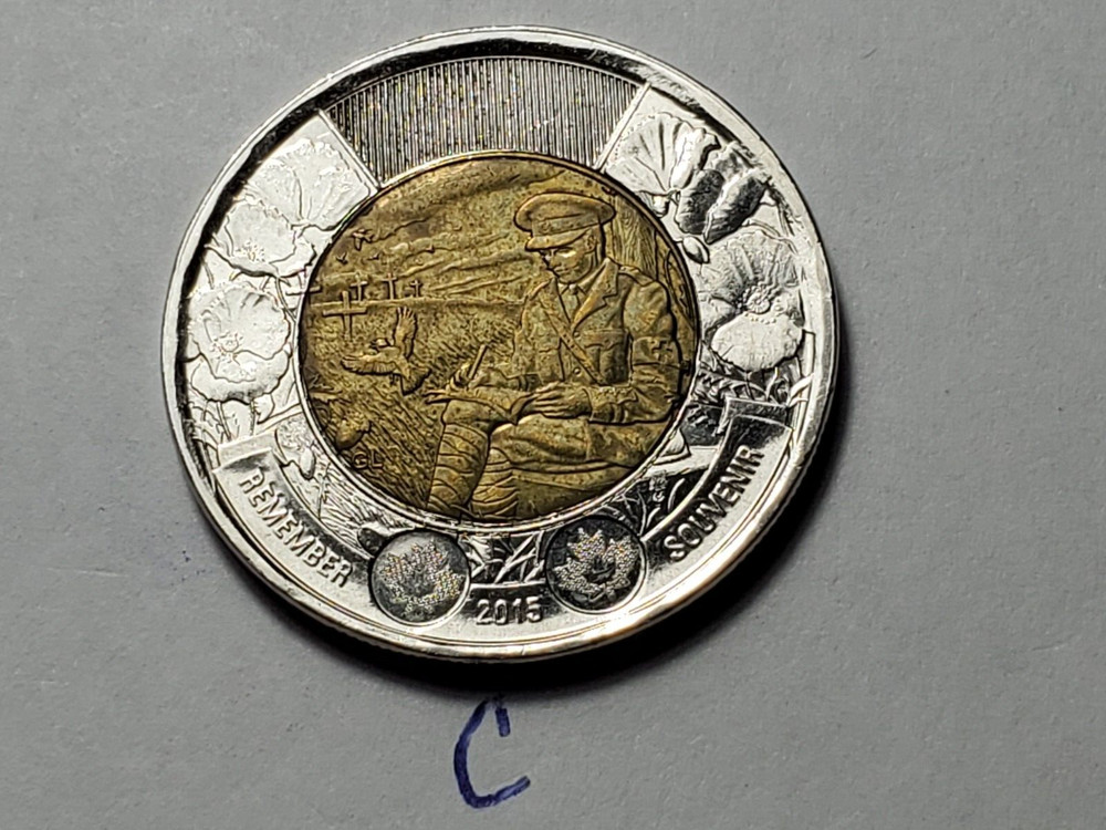 2015 Remember CANADA 2 Dollar Toonie Coin c