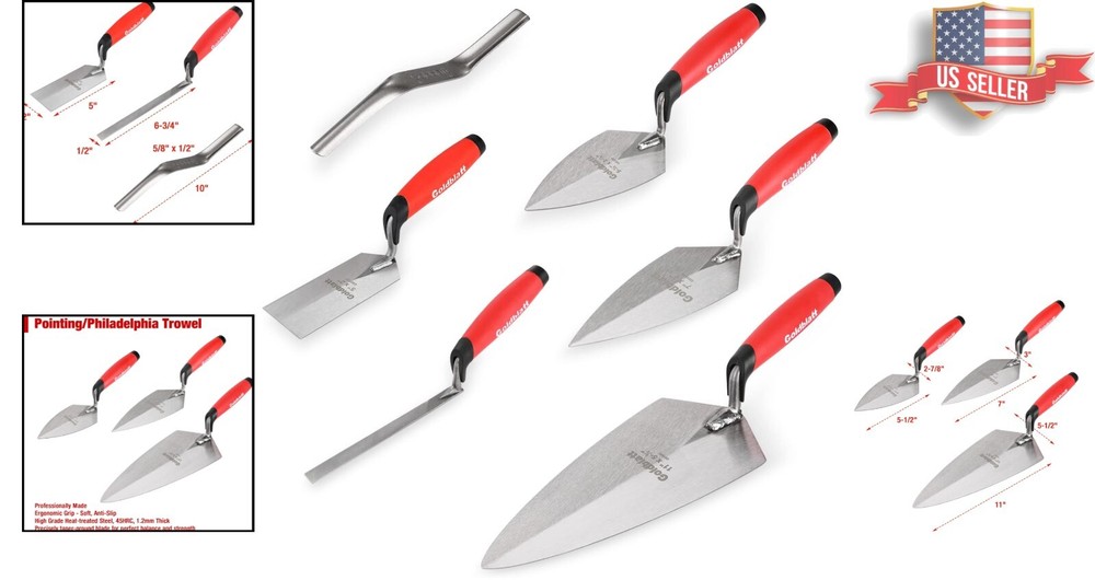 Versatile 6PC Trowel Set for Bricklayers and Masonry Workers - Lifetime Support