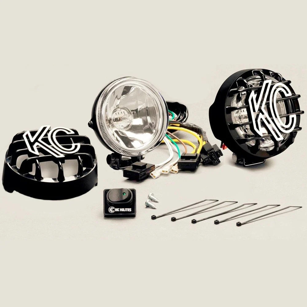 KC HiLiTES 490 2 White Halogen 4" Off Road Lights Pair Kit System Spread Beam