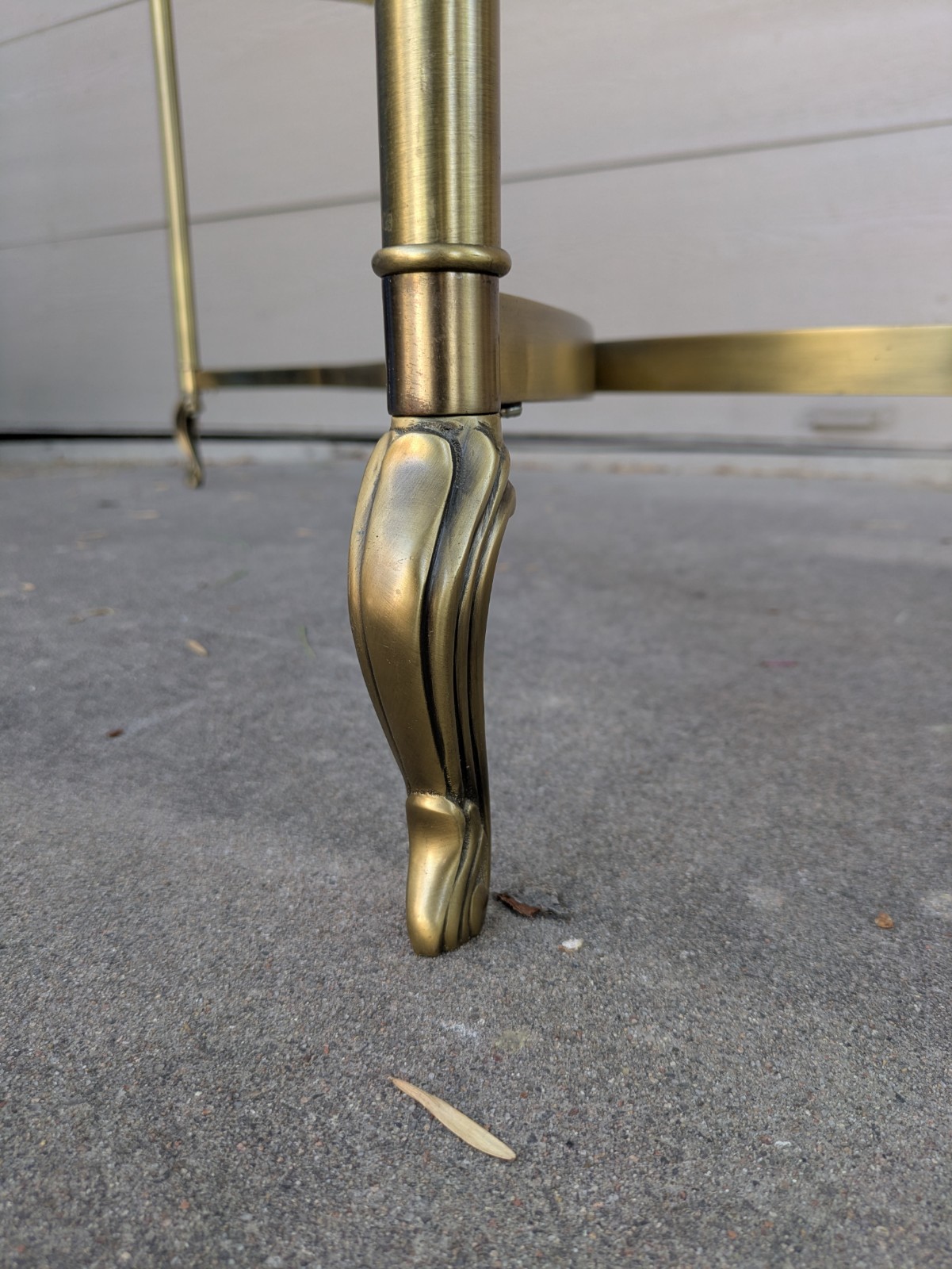 Vintage La Barge Style Glass Brass Console Table Flame Tip Hollywood Regency