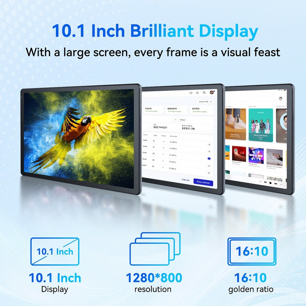 10.1" Android Tablet 24GB+128GB IPS LCD Touchscreen Octa-core Bluetooth Wi-Fi 6
