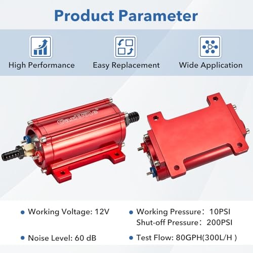 High Performance Fuel Pump 300LPH Flow Rate External Inline 80 GPH, 10 PSI