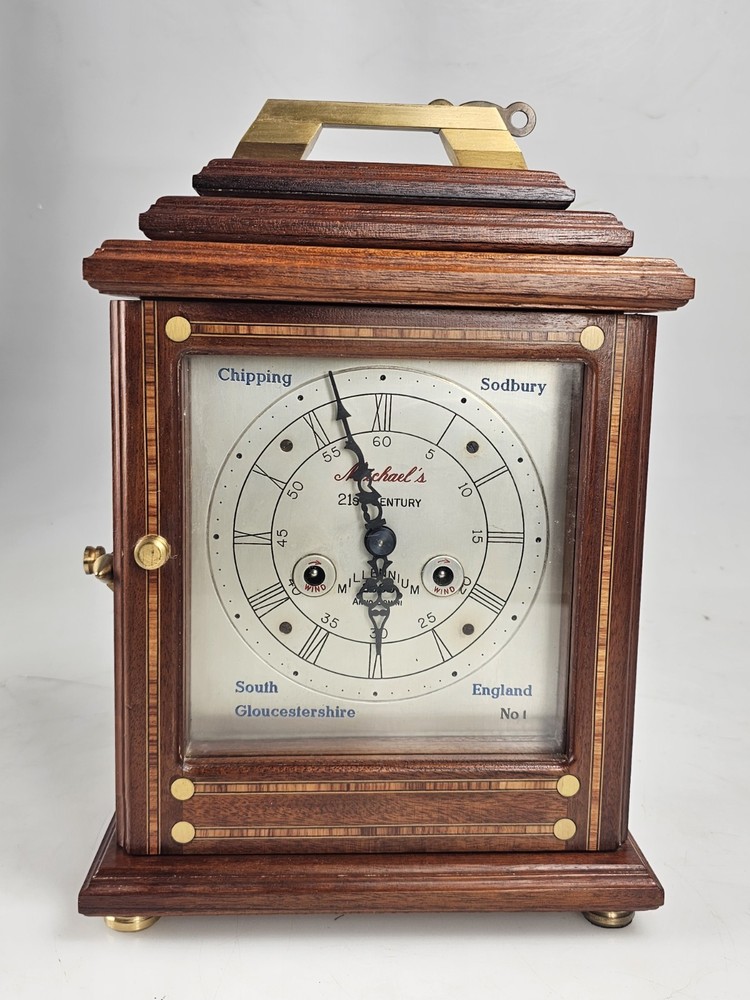 Rare Solid Oak 2 Bells Bracket Clock Chipping Sodbury