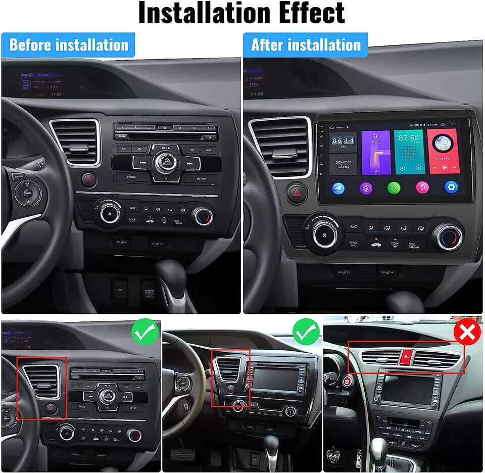 Android 13.0 Apple Carplay Car Radio Stereo GPS 4+64GB For Honda Civic 2013-2015