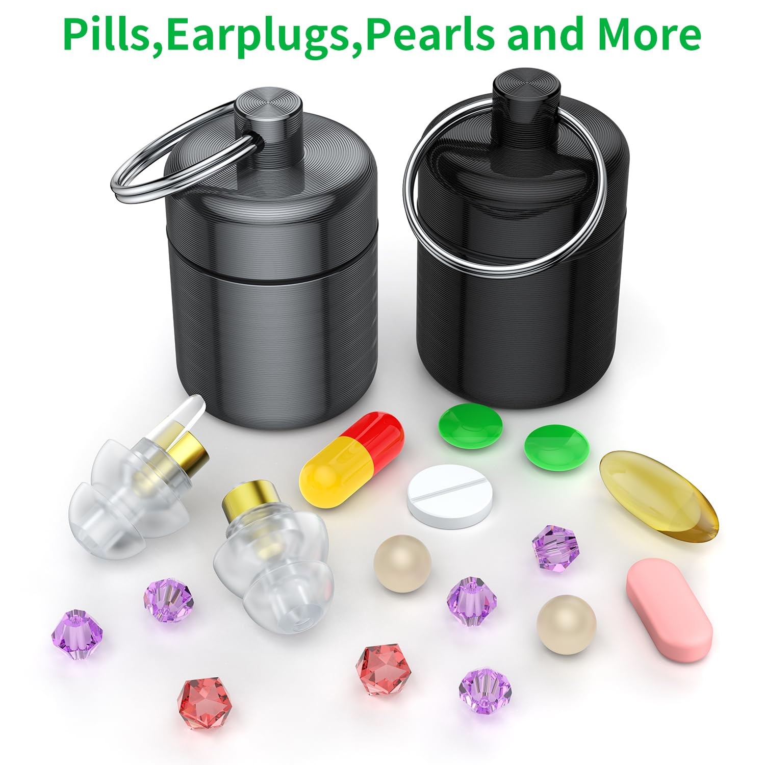 Urekt Ear Plug Carrying Case Keychain(2 Pack), 2 Pair (Pack of 1), Black Grey