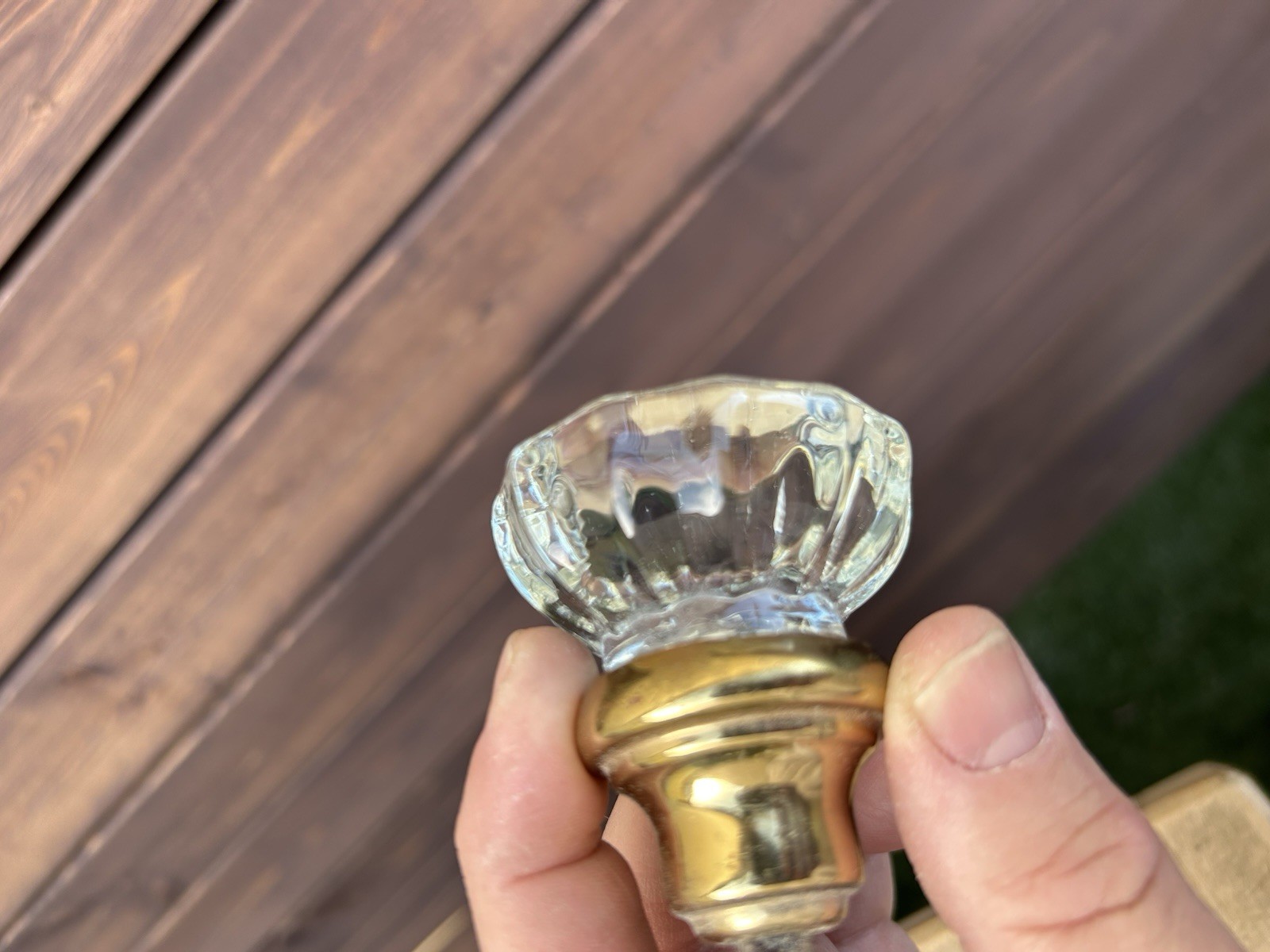 Vintage Brass Glass Door Knob w/bonus similar Matching Knob