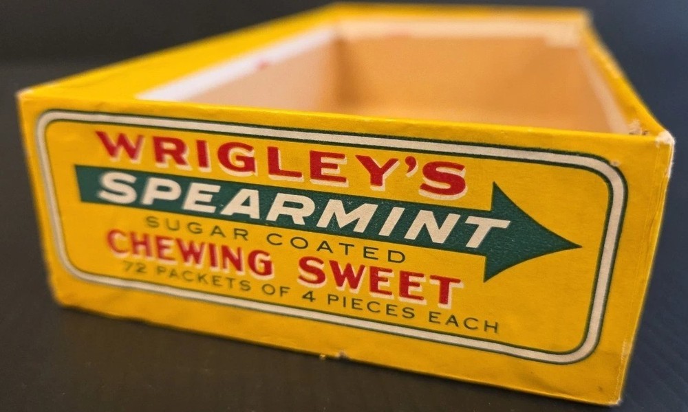 c1940s WRIGLEY'S PK Peppermint Bubble Gum Store DISPLAY BOX Empty #2 Sweet