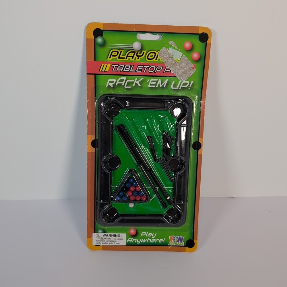 Fun Express Play On Mini Plastic Table Top Pool Play Anywhere Game Set