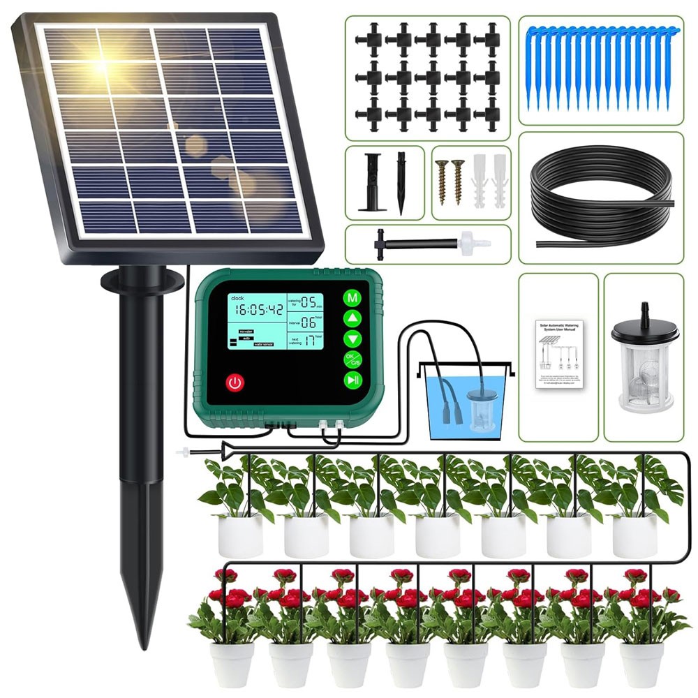NEW HOT Solar Automatic Irrigation System with Timer Plant Watering System Kit
