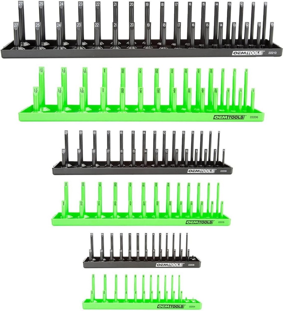 Durable 6PC Socket Organizer for Toolbox - Stable Base & Quick Size Finding