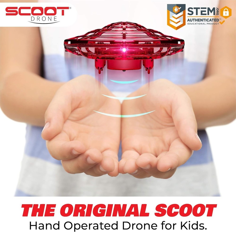 Scoot Hand Operated Drone with Obstacle Avoidance & Rechargeable Design - Red