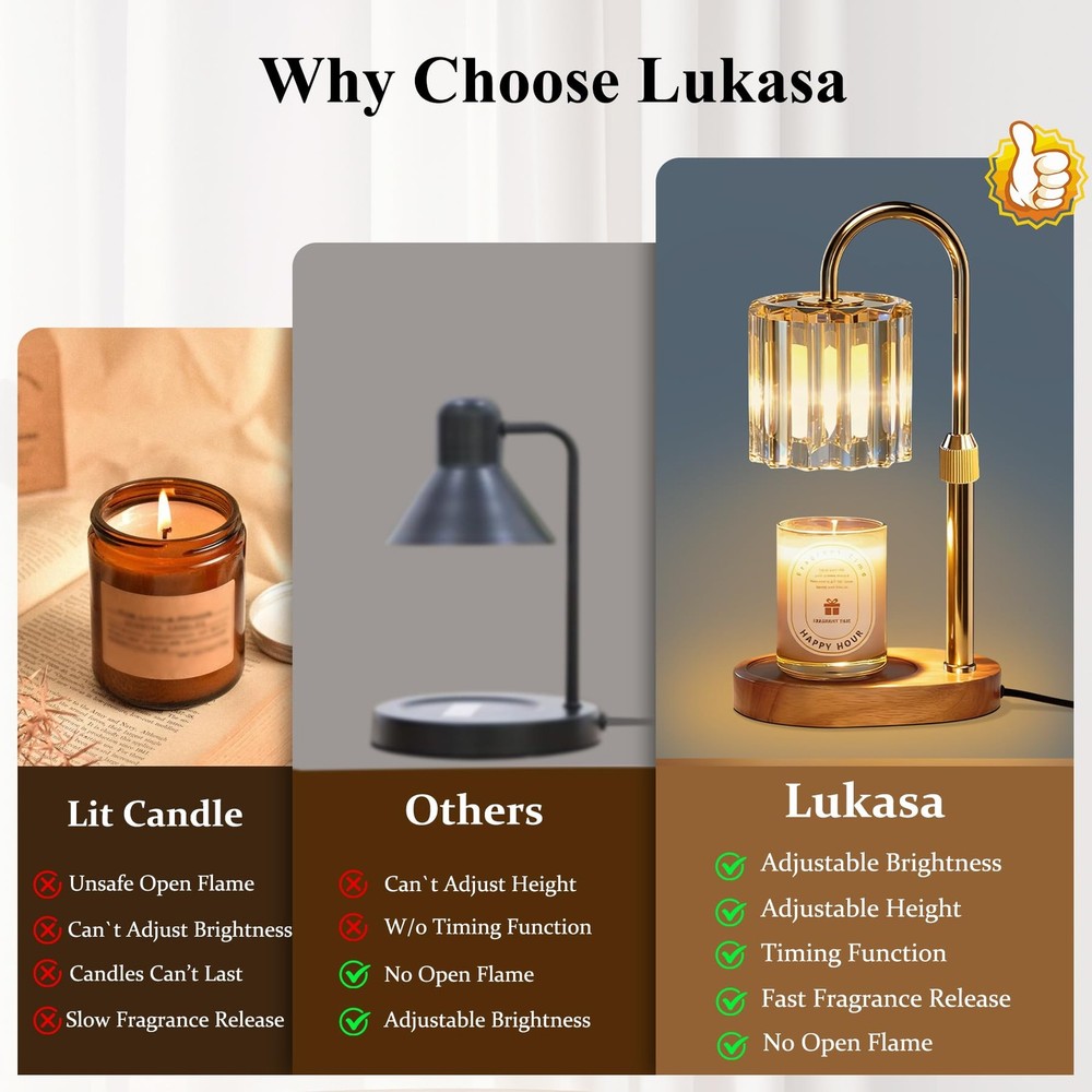 Candle Warmer Lamp, with Timer Dimmer Adjustable Height, Home Decor, Room Dec...