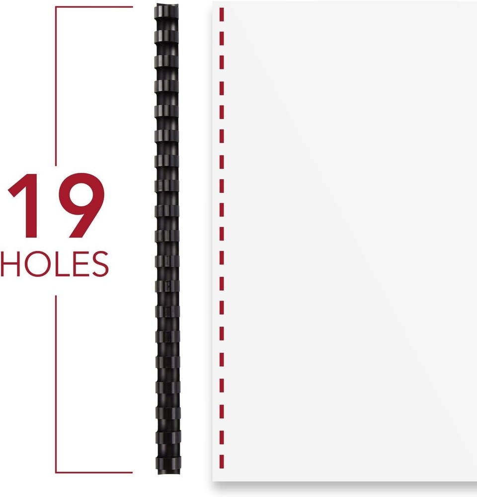 Durable 3/4" CombBind Binding Spines - Black 125 Pack for Document Organization