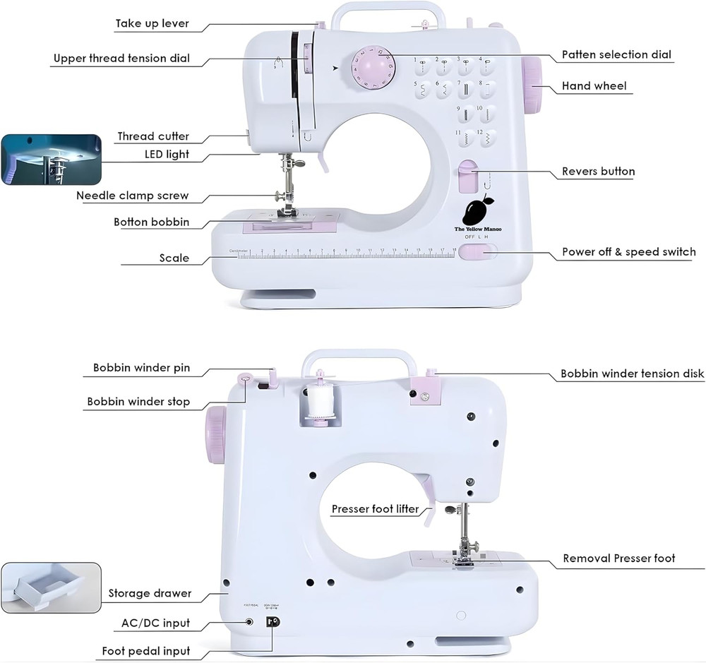 Sewing Machine, Basic Sewing Machine with Foot Pedal, Stitching Machine for Chil