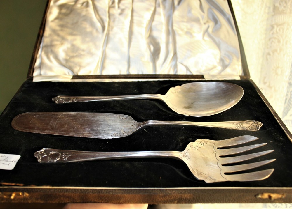 Vintage Cake Serving Set Silver Plated Tableware 3 parts Wedding Cake Set in box