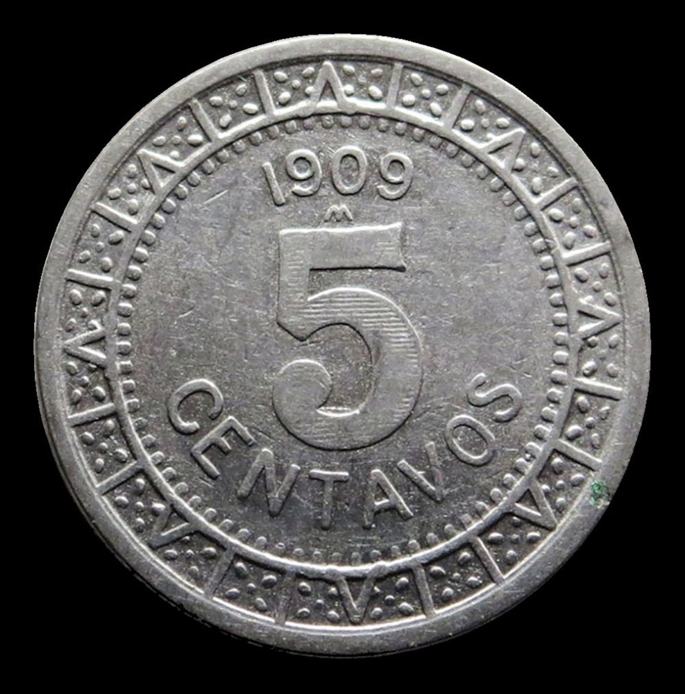 1909 -MO MEXICO 5 CENTAVOS COIN EXTREMELY FINE CONDITION