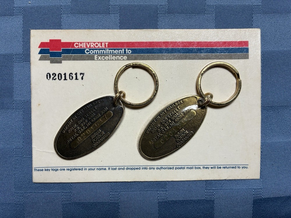 Chevrolet Vintage Commitment to Excellence Registered Key Tags