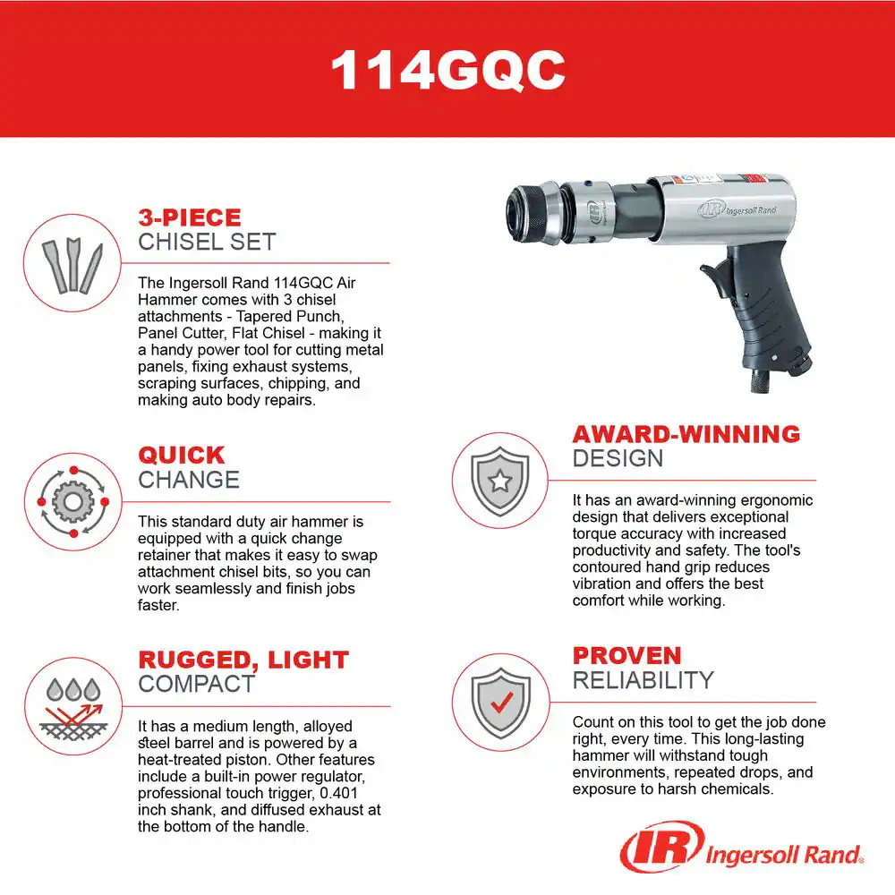 Air Hammer with Quick Change and Chisel Set