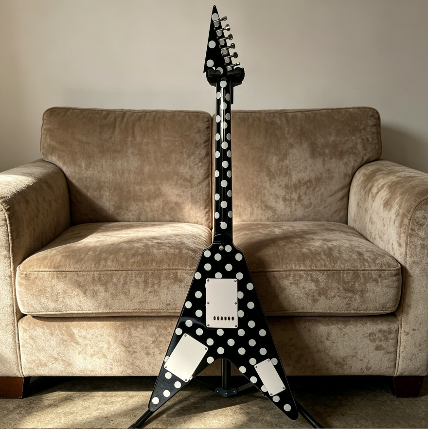 Randy Rhoads Electric Guitar Black&White Polka Dots Chrome Hardware 6 string