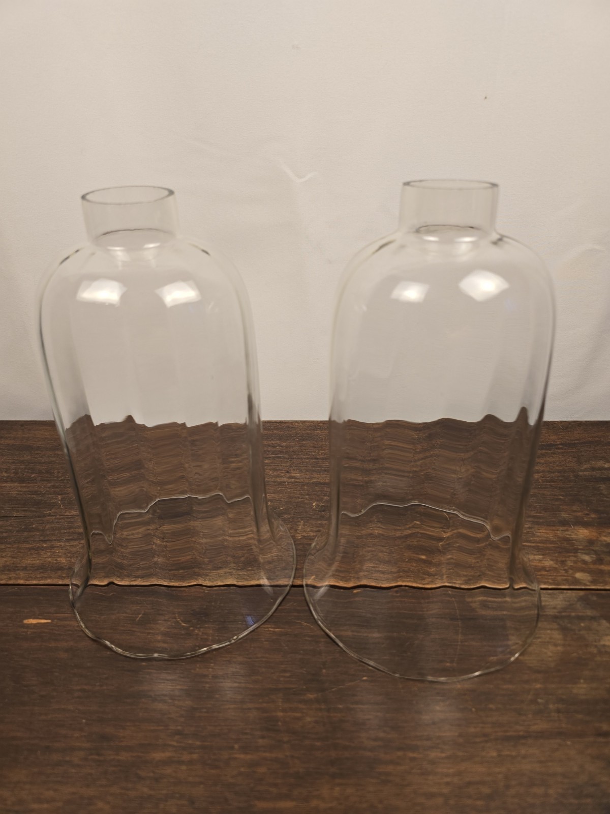 Set Of 2 Clear Fluted Glass Enhance Lighting Fixtures Candle Holders Lamp Shades